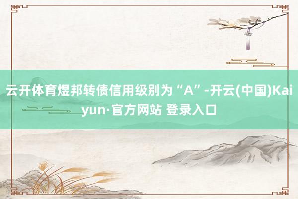 云开体育煜邦转债信用级别为“A”-开云(中国)Kaiyun·官方网站 登录入口