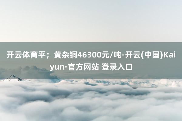开云体育平；黄杂铜46300元/吨-开云(中国)Kaiyun·官方网站 登录入口